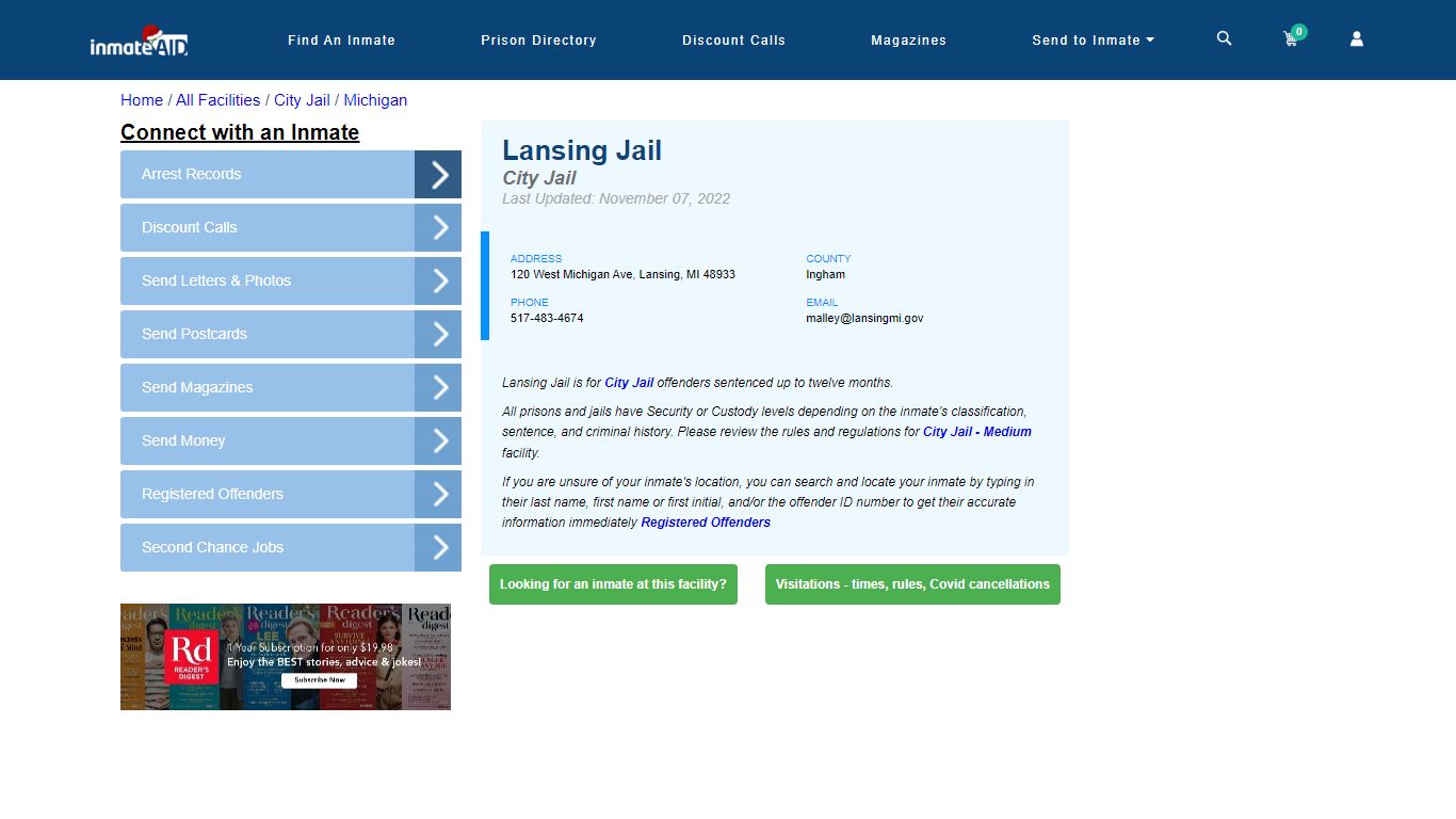 Lansing Jail | Inmate Locator